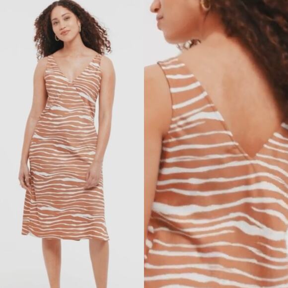 A New Day Brown Zebra Striped Slip Dress - Picture 1 of 12